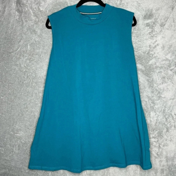 Woman Within Tops - Woman Within 18 20 Tank Top Shirt Teal Blue Sleeveless High Neck Cotton Stretch